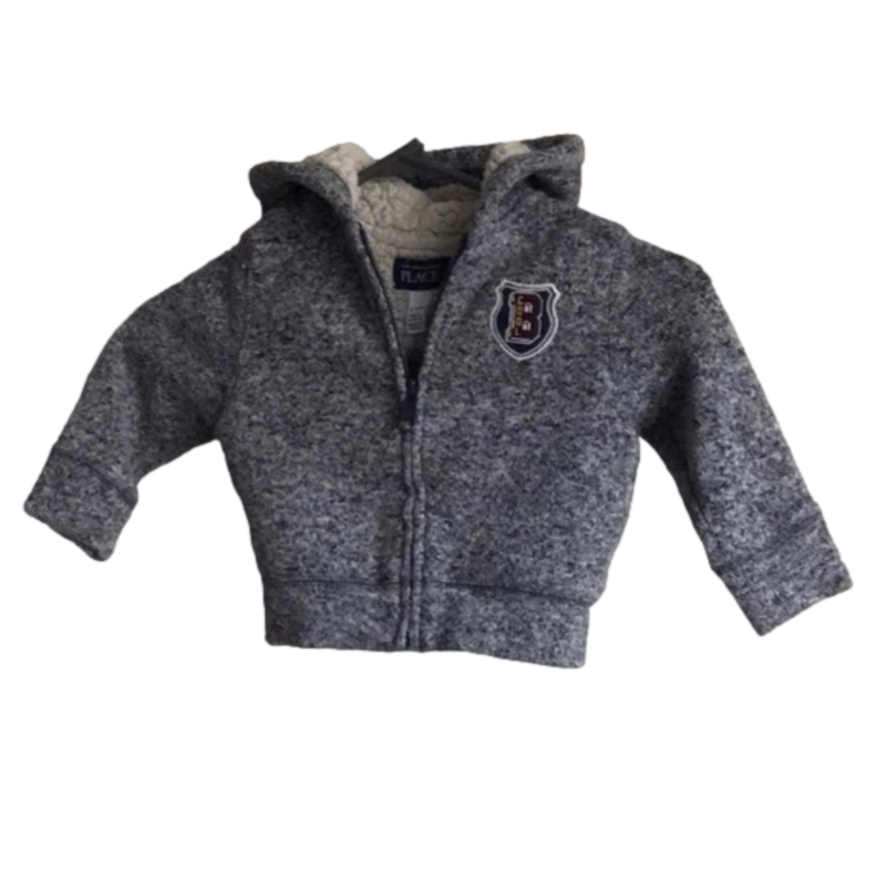 THE CHILDREN’S PLACE Grey 12-18M Sherpa Full Zip Hoodie